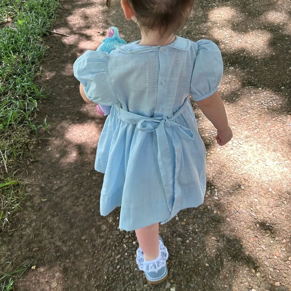 Carriage boutique vintage smocked collard dress size 24mo - Picture 2 of 10